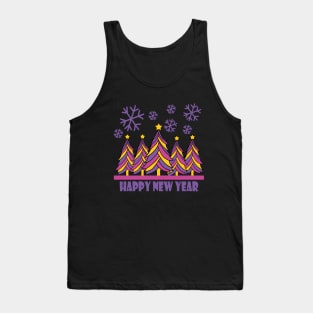 Happy New Year 2024 Tree Snowflakes Tank Top